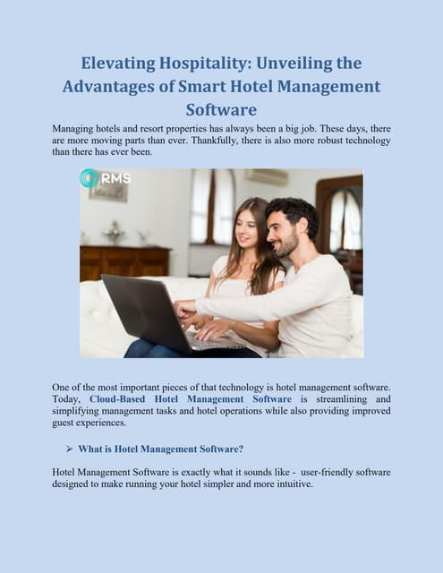 Elevating Hospitality: Unveiling the Advantages of Smart Hotel Management Software | PDF
