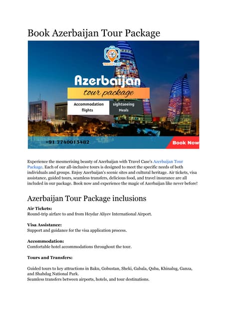 Book Azerbaijan Tour Package - Travel Case | PDF