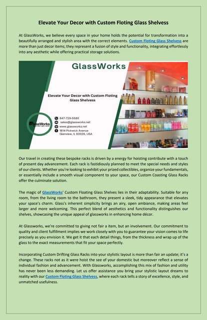 Versatile Custom Floting Glass Shelvess for Every Space | PDF