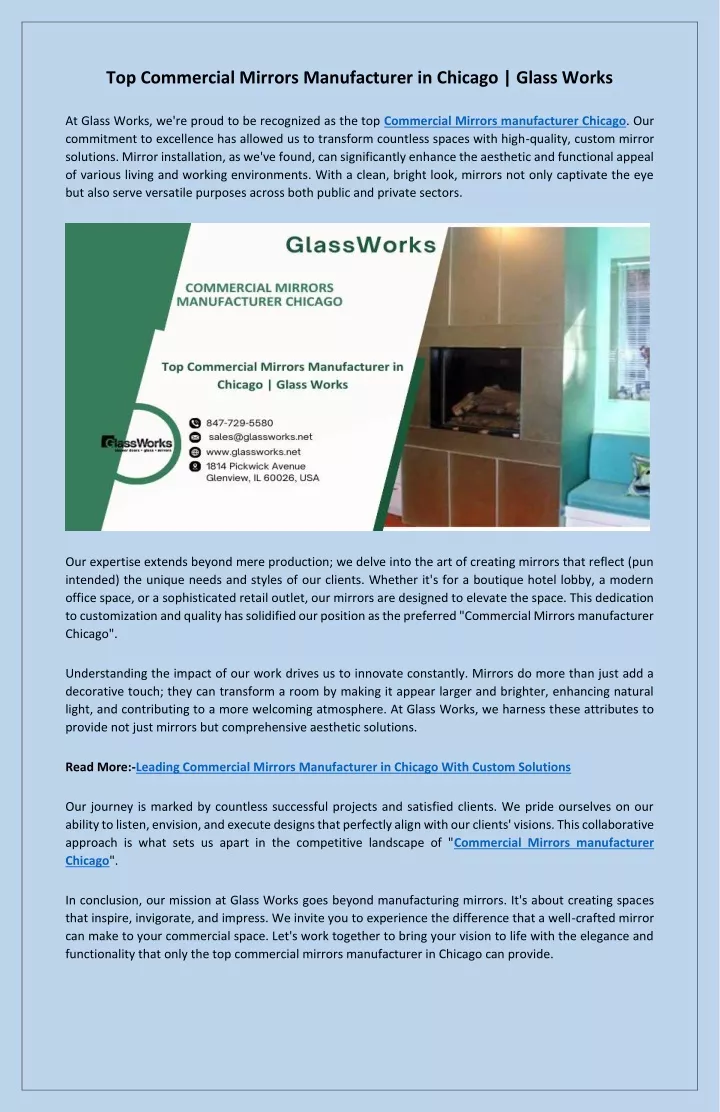 PPT - Glass Works Custom Solutions With Commercial Mirrors Expertise in Chicago PowerPoint Presentation - ID:13027185