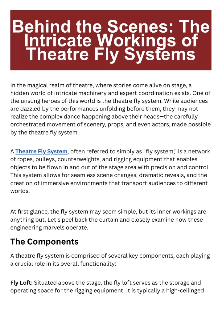 PPT - Behind the Scenes The Intricate Workings of Theatre Fly Systems PowerPoint Presentation - ID:13029270