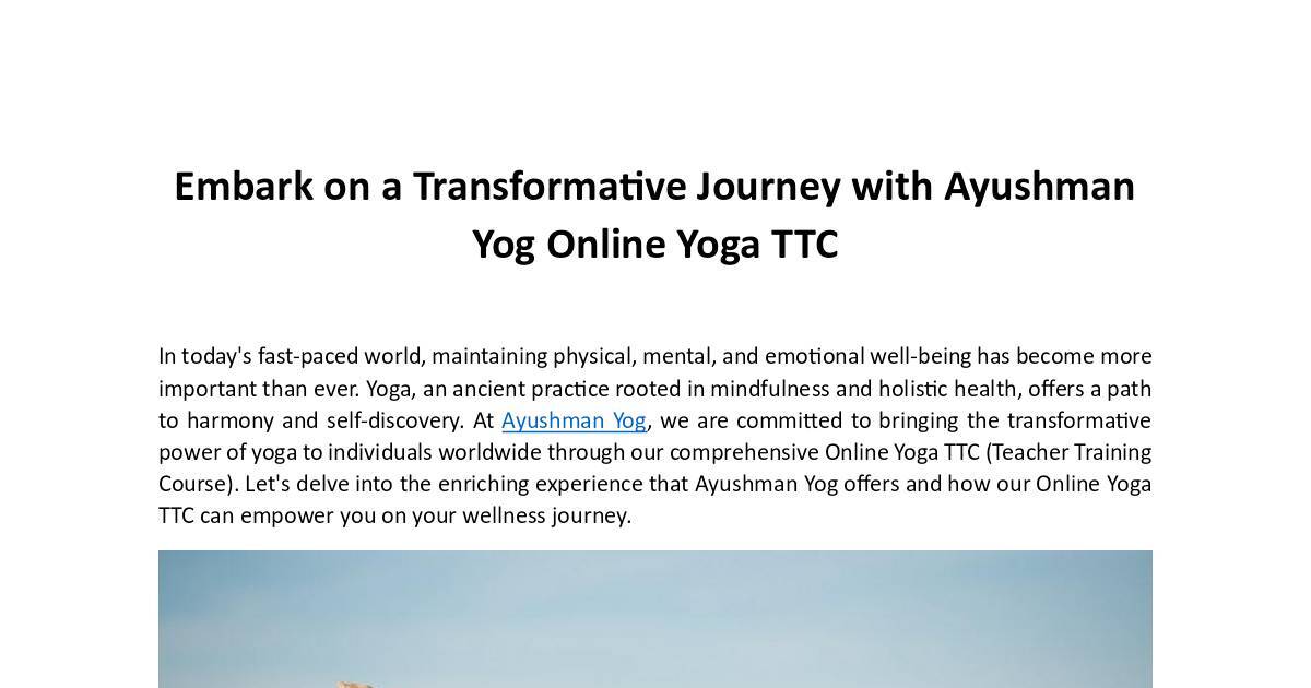 Embark on a Transformative Journey with Ayushman Yog Online Yoga TTC.pdf | DocHub