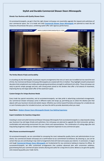 Best Priced Commercial Shower Doors Minneapolis | PDF