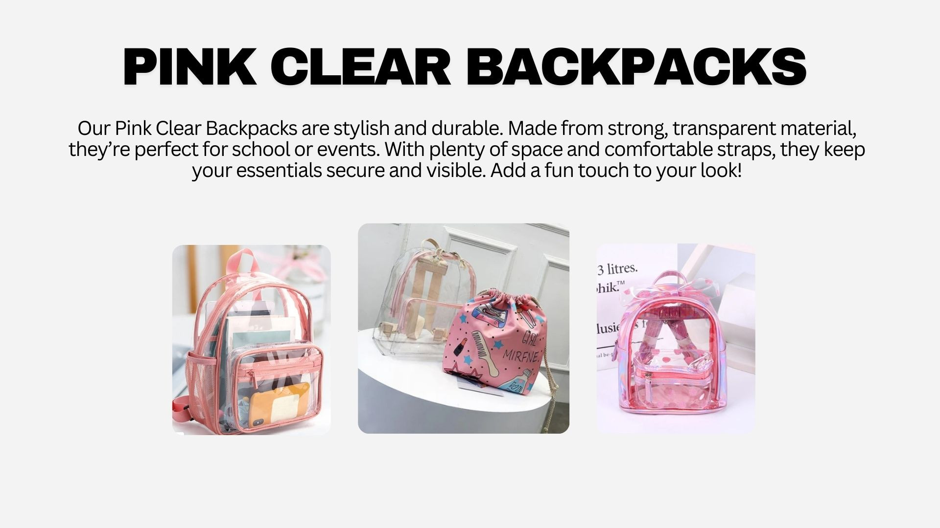 Trendy TransparencyClear Moda Pink Clear Backpacks for Style and Security - Gifyu