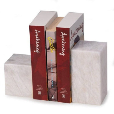 White Marble Cube Design Bookends Profile Picture