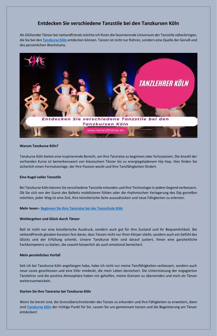 PPT - Erlernen Sie Tanzfertigkeiten mit den erfahrenen Lehrern der Tanzkurse Köln PowerPoint Presentation - ID:13401934
