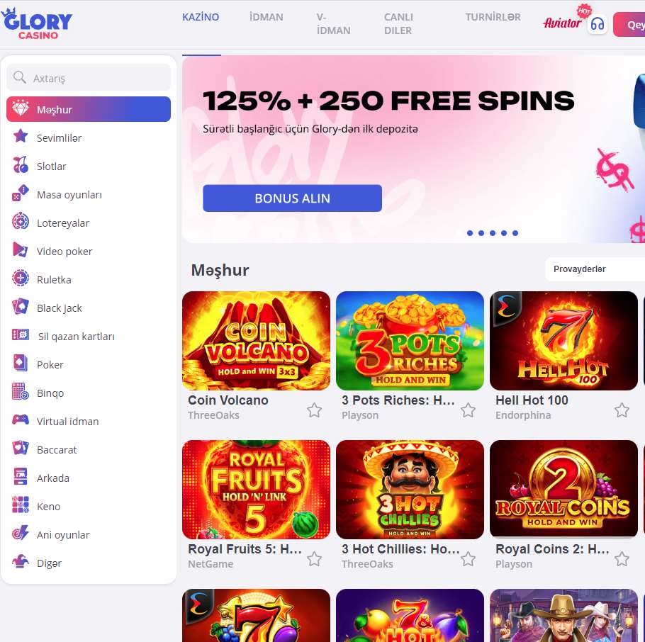 Glory Casino Azerbaycan ? onlayn kazino və idman mərcləri