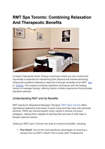 RMT Spa Toronto_ Combining Relaxation And Therapeutic Benefits