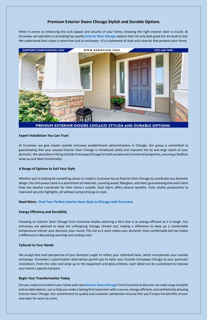 Top Exterior Door Choices in Chicago Expert Installation Available | PDF