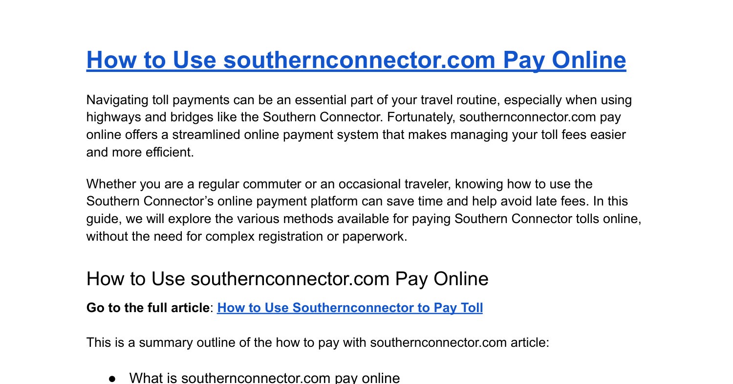 How to Use southernconnector.com Pay Online.pdf | DocDroid