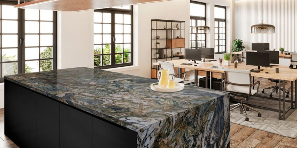 The Cool, Calming Aesthetic of Aqua Fusion Quartzite in Kitchen Décor